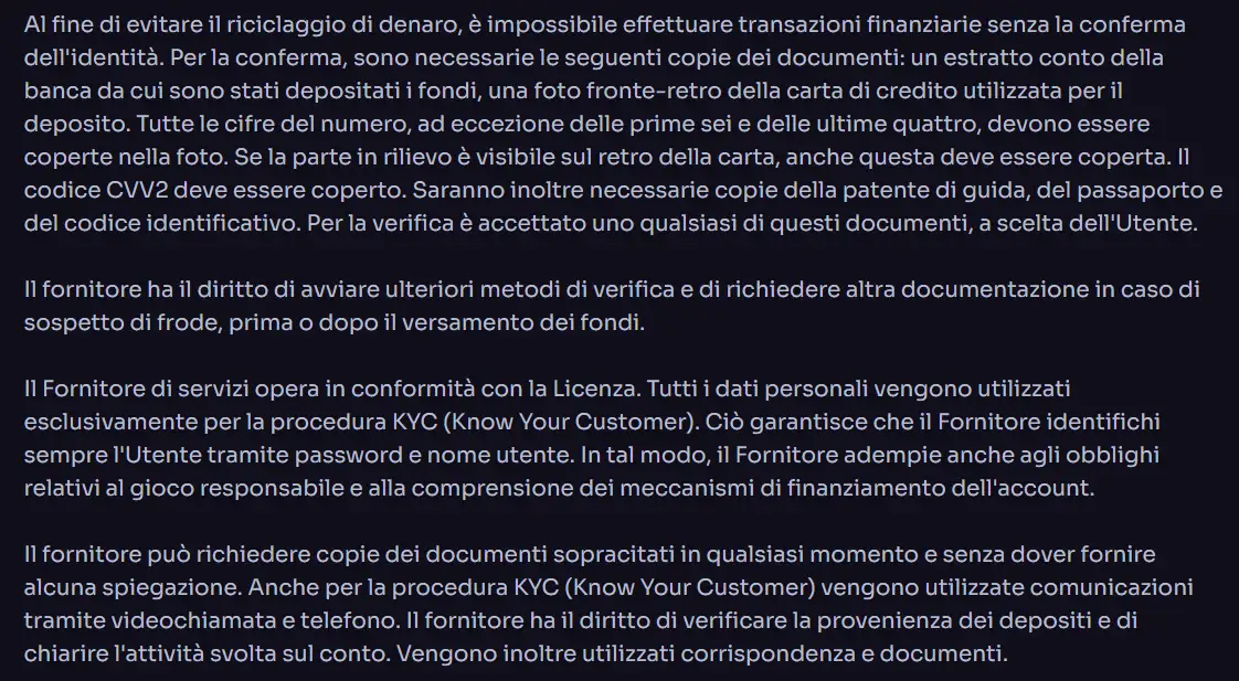 Verifica conto WinSpirit: KYC, documenti e tempi